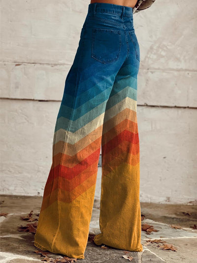 Catlina | Women's Rainbow Lines Pants | Flare