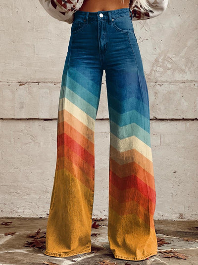 Catlina | Women's Rainbow Lines Pants | Flare