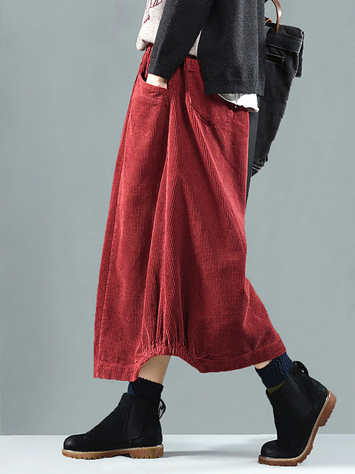 Lishan | Women’s Calf-Length Corduroy Skirt | High Waist