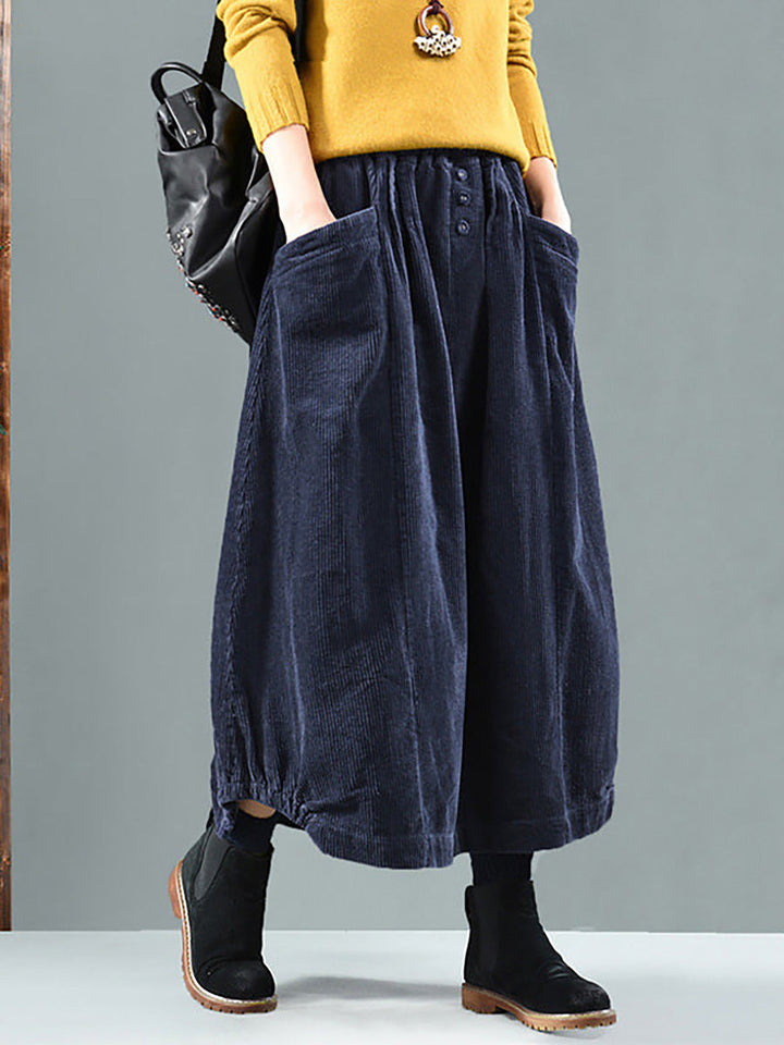 Lishan | Women’s Calf-Length Corduroy Skirt | High Waist