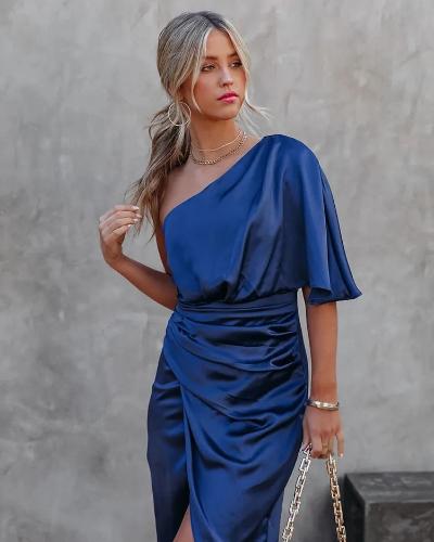 Lissa | Women's Elegant One Shoulder Tulip Dress | Silk