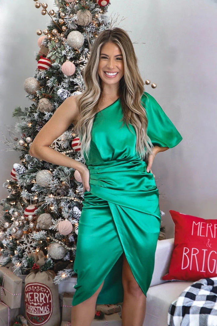 Lissa | Women's Elegant One Shoulder Tulip Dress | Silk