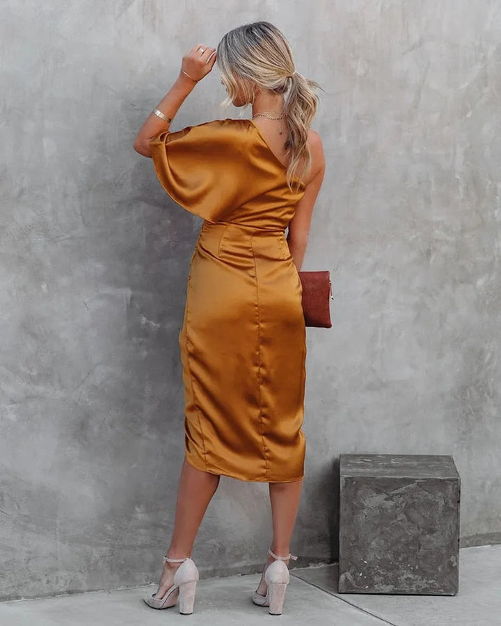 Lissa | Women's Elegant One Shoulder Tulip Dress | Silk