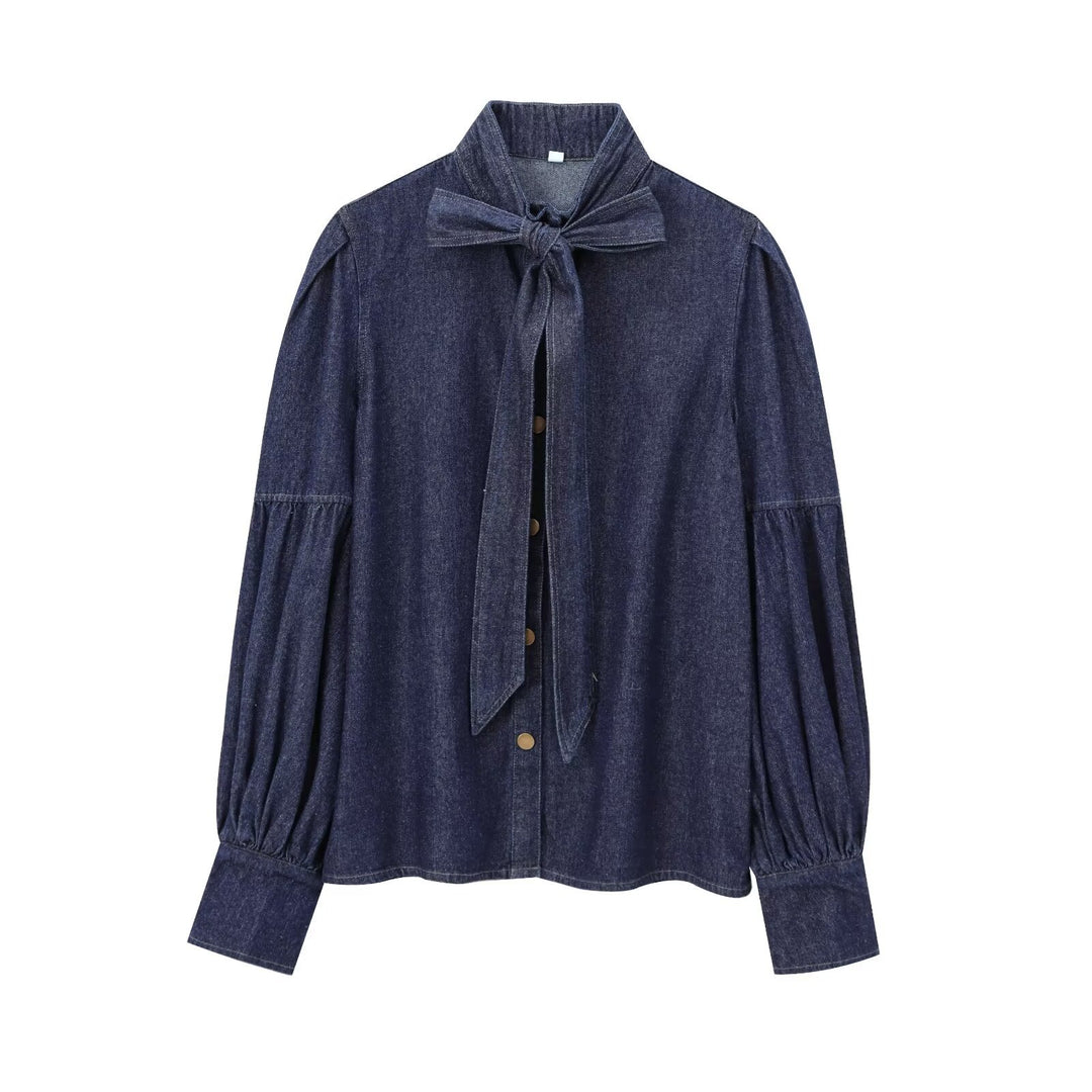 Maja | Women's Stylish Puff Sleeves Top | Denim Style