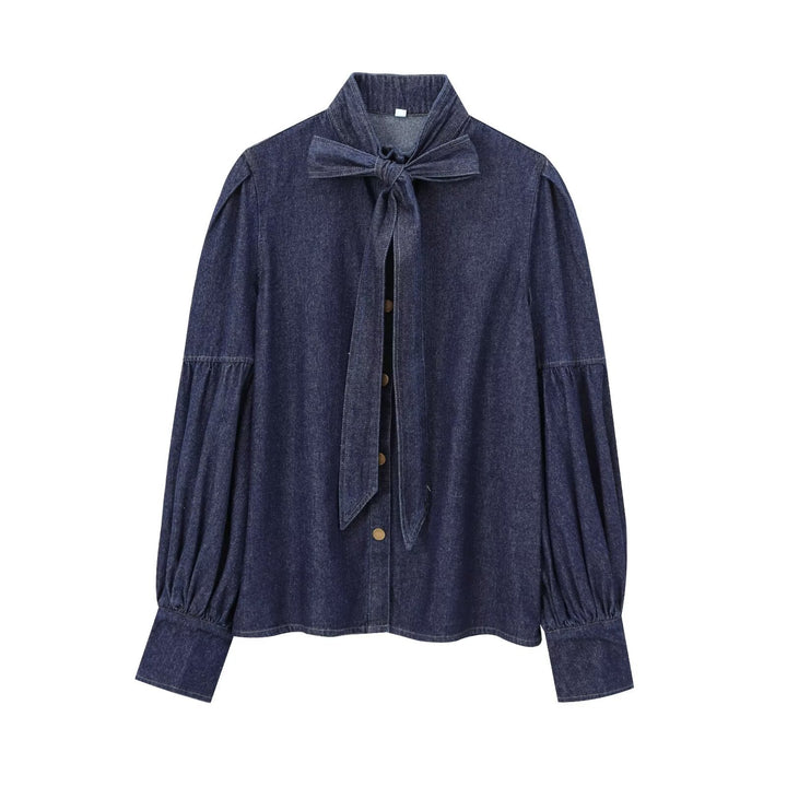 Maja | Women's Stylish Puff Sleeves Top | Denim Style