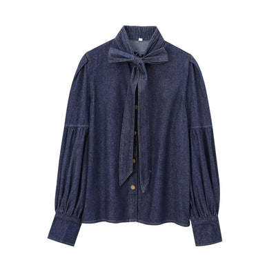 Maja | Women's Stylish Puff Sleeves Top | Denim Style