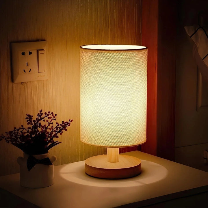 Modern Wooden Nightstand Lamp