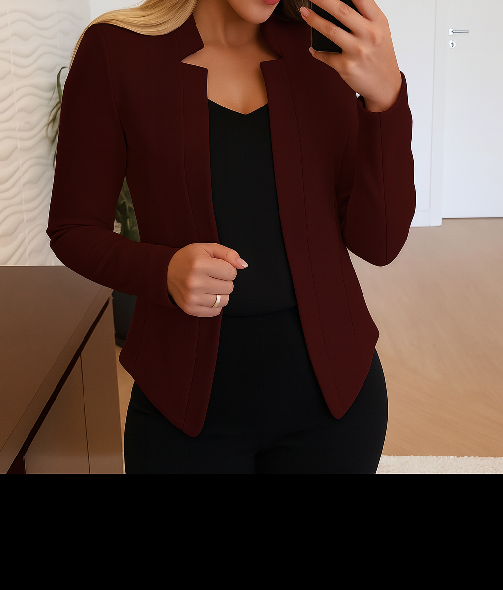Norelia | Women's Collarless Cropped Jacket Office Blazer
