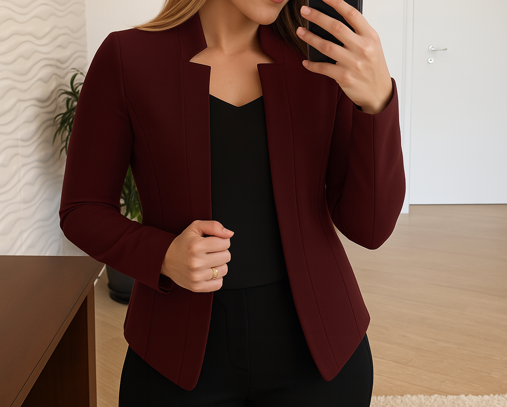Norelia | Women's Collarless Cropped Jacket Office Blazer