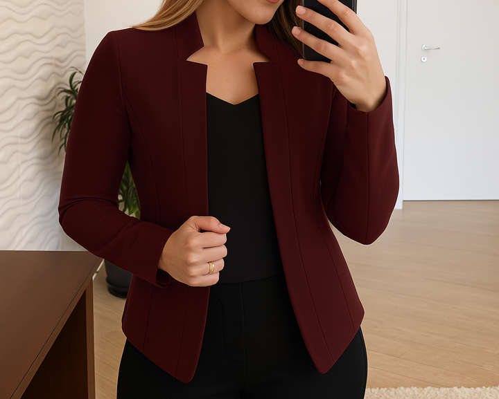 Norelia | Women's Collarless Cropped Jacket Office Blazer