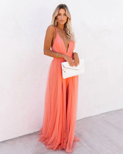 Blobby | Women's Long V-Neck Dress | Formal