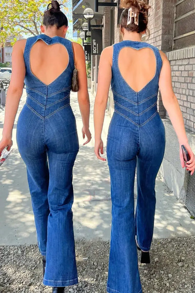 Korine | Women's Stylish Denim Jumpsuit | Backless