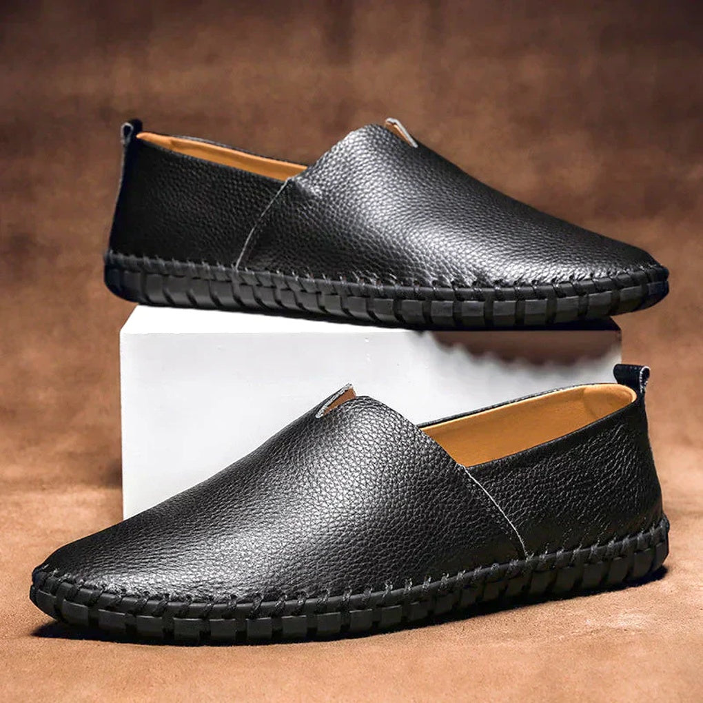 Elegant Loafers Matte Genuine Leather Slip Ons