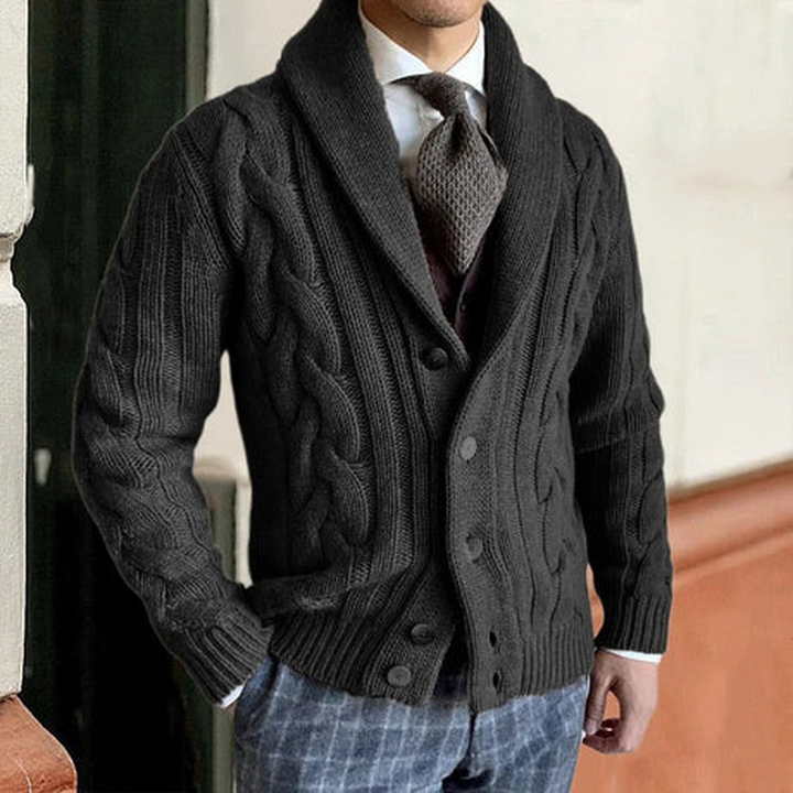 Men’s Knit Cardigan – Button Down with Padded Accents