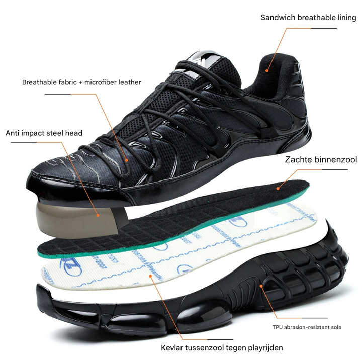 Safety shoes with steel toe cap