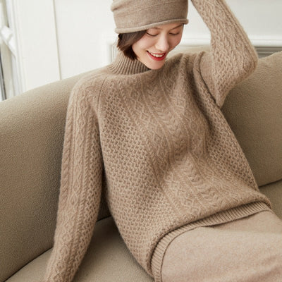 Ysmara | Women’s Cable Knit Turtleneck Sweater | Textured Style & Layered Feel