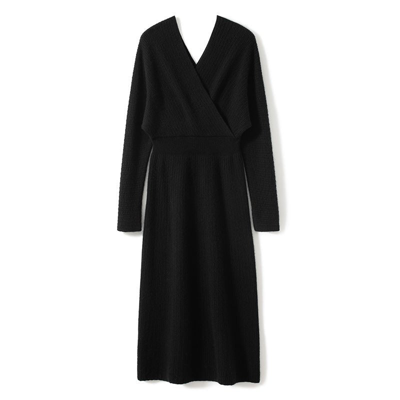 Veldaine | Women’s Wrap Knit Midi Dress | V-Neck Style & Long Sleeve