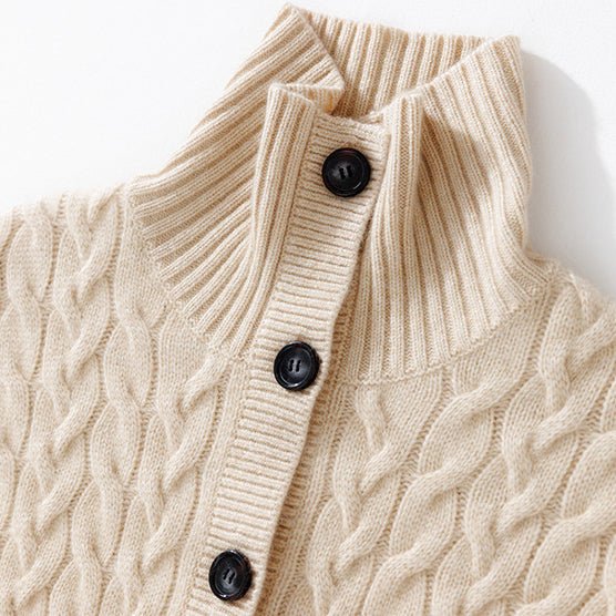 Catrionna | Women’s Button-Up Mock Neck Cardigan | Pocket Detail & Textured Look