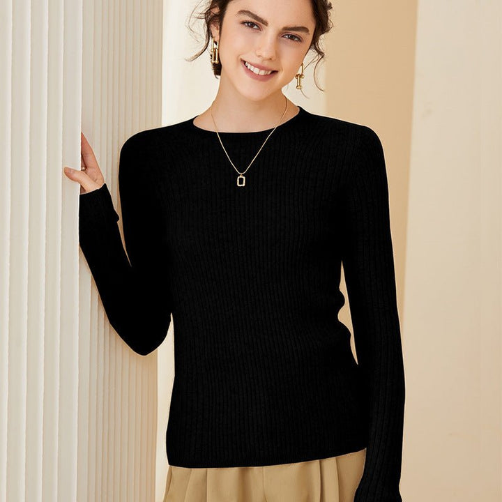 Junessa | Women’s Rib-Knit Sweater Blouse | Crew Neck & Fitted Shape