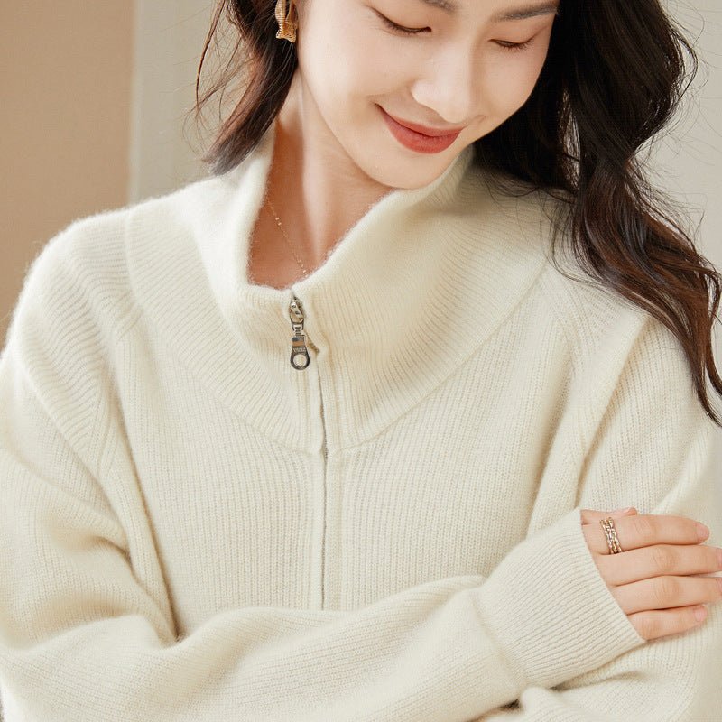 Taliora | Women’s Stand Collar & Sleek Layer Zip-Up Cardigan Jacket