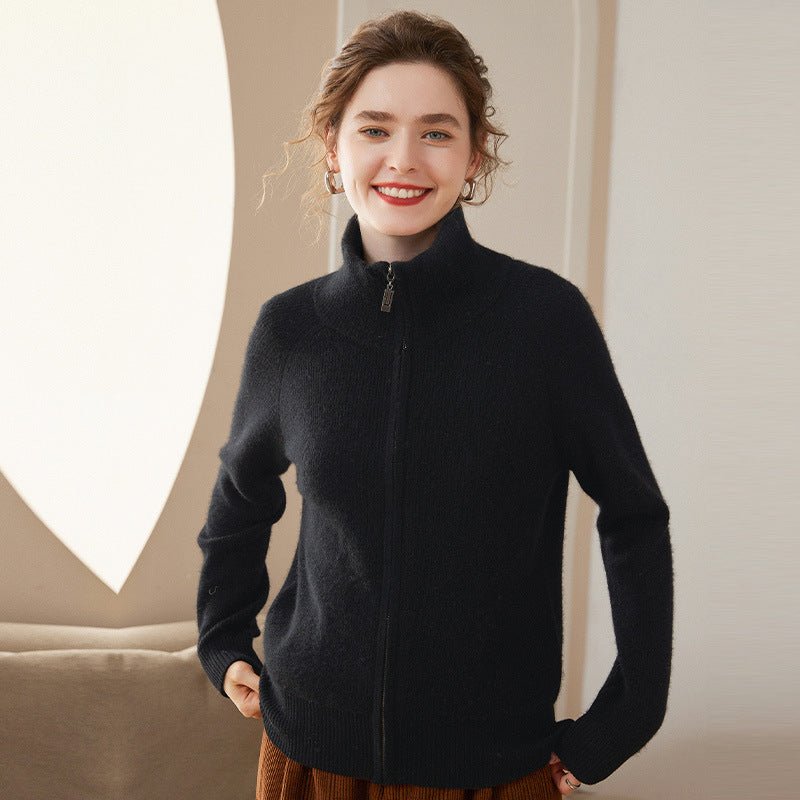 Myrene | Women’s Full Zip Cardigan | Fold-Over Collar & Easy Layering