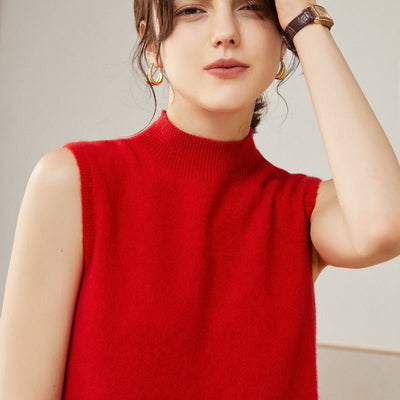 Revina | Women’s Sleeveless Sweater Top | Mock Neck & Vest Silhouette
