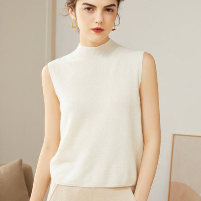 Revina | Women’s Sleeveless Sweater Top | Mock Neck & Vest Silhouette