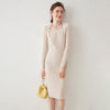 Elisyn | Women’s Ribbed Knit Midi Dress | Long Sleeve & Square Neck Fit