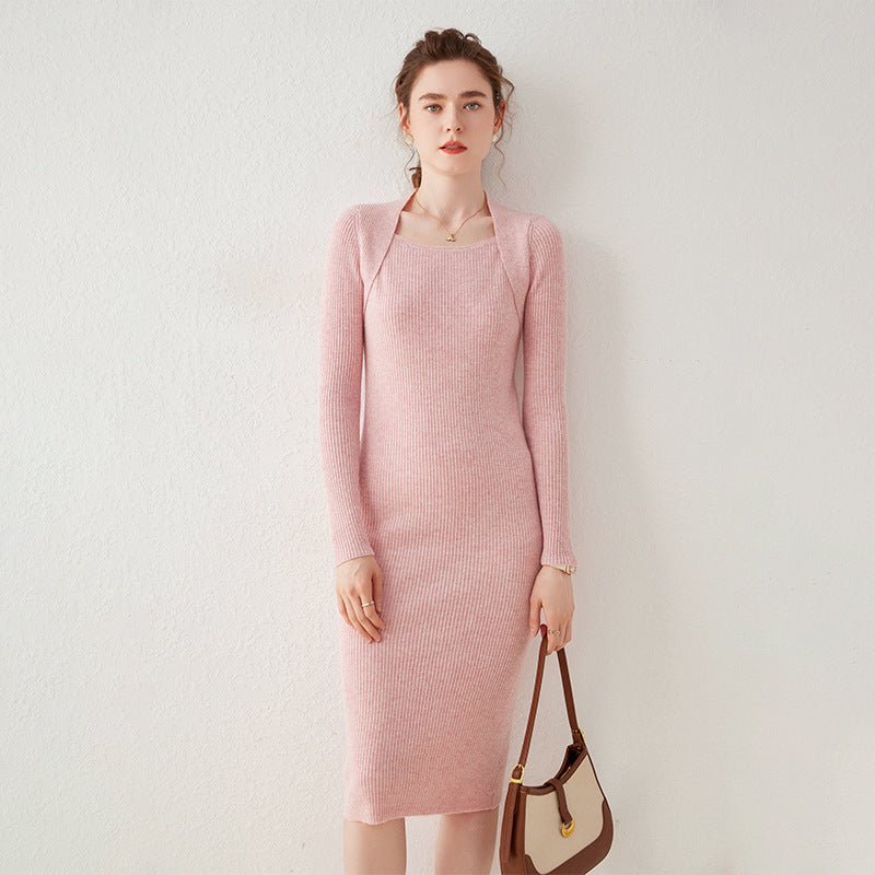 Elisyn | Women’s Ribbed Knit Midi Dress | Long Sleeve & Square Neck Fit