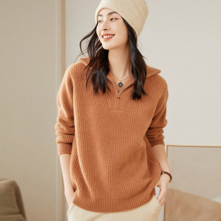 Veslyn | Women’s Half Zip Style & Pullover Comfort Rib-Knit Sweater