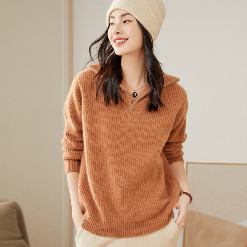 Veslyn | Women’s Half Zip Style & Pullover Comfort Rib-Knit Sweater