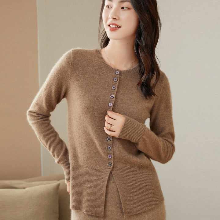 Cirelda | Women’s Crew Neck & Clean Drape Button-Down Cardigan