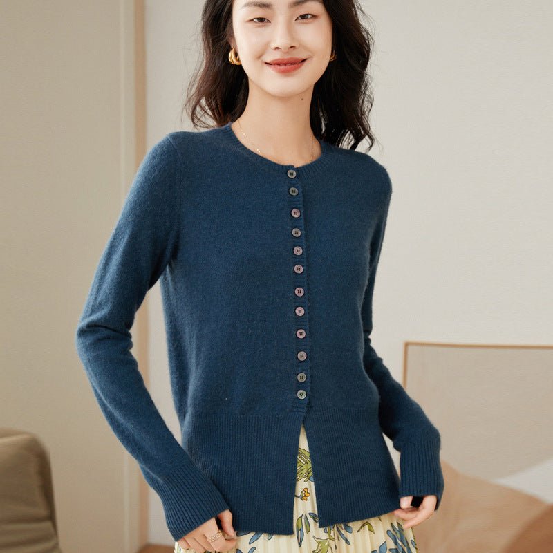 Cirelda | Women’s Crew Neck & Clean Drape Button-Down Cardigan
