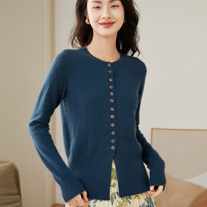 Cirelda | Women’s Crew Neck & Clean Drape Button-Down Cardigan