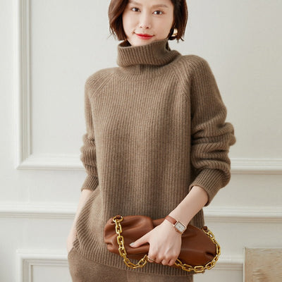 Osmiranza | Women’s Turtleneck Pullover Sweater | Ribbed Texture & Warm Feel