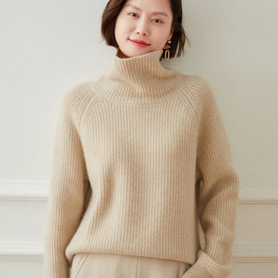 Osmiranza | Women’s Turtleneck Pullover Sweater | Ribbed Texture & Warm Feel