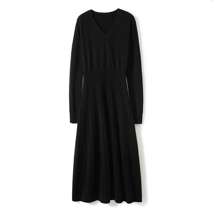 Mircella | Women’s Ribbed Knit & V-Neck Shape Midi Dress | Casual