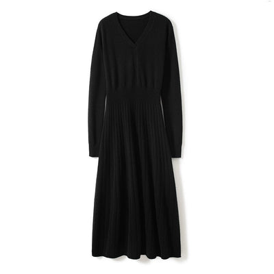 Mircella | Women’s Ribbed Knit & V-Neck Shape Midi Dress | Casual