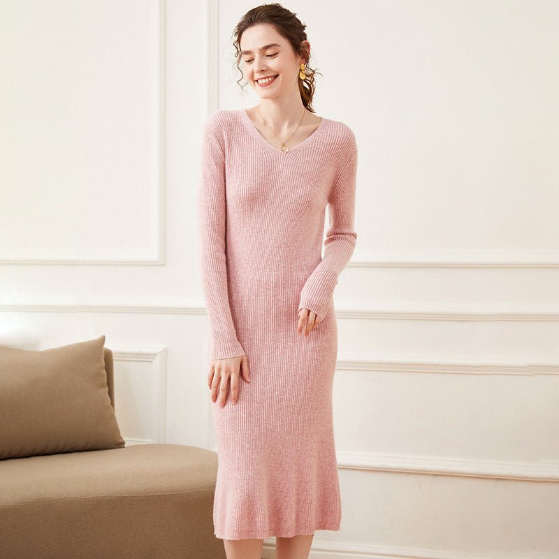Orlitha | Women’s Knit Midi Dress | V-Neck Fit & Flared Hem Silhouette