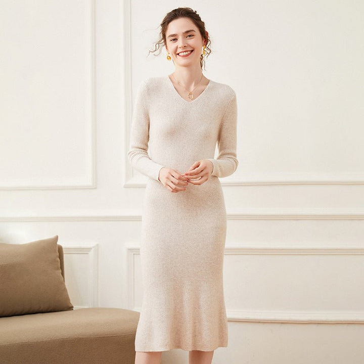 Orlitha | Women’s Knit Midi Dress | V-Neck Fit & Flared Hem Silhouette