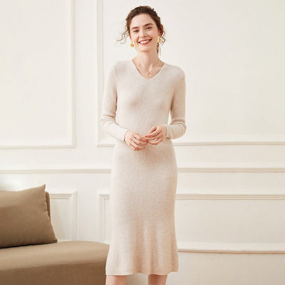 Orlitha | Women’s Knit Midi Dress | V-Neck Fit & Flared Hem Silhouette