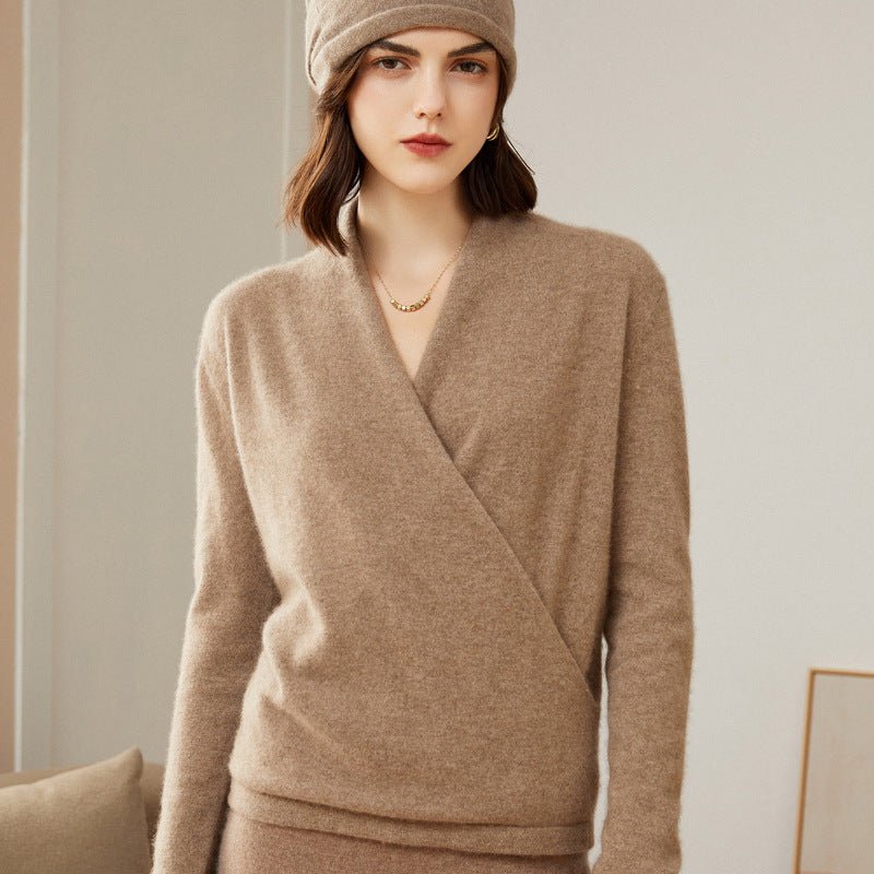 Naerelle | Women’s Long Sleeve Wrap Sweater | V-Neck Shape & Layered Style