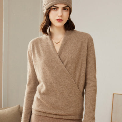 Naerelle | Women’s Long Sleeve Wrap Sweater | V-Neck Shape & Layered Style
