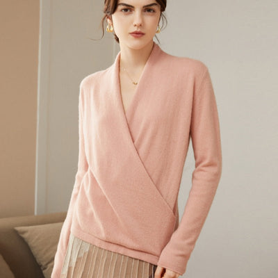 Naerelle | Women’s Long Sleeve Wrap Sweater | V-Neck Shape & Layered Style