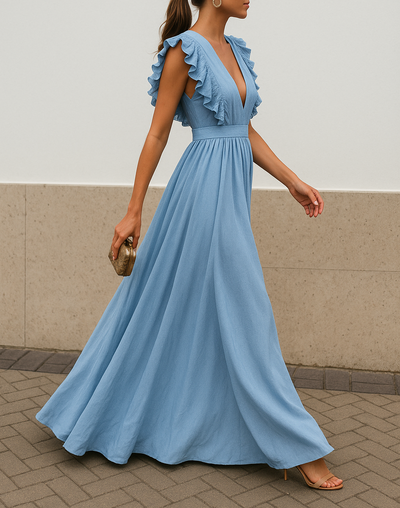 Yale | Women's Deep V-Neck Long Gown | Event