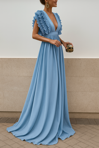 Yale | Women's Deep V-Neck Long Gown | Event